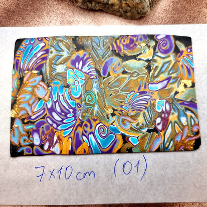 Raw Polymer Clay Veneer (01) "Colorful Painting" Mokume Gane
