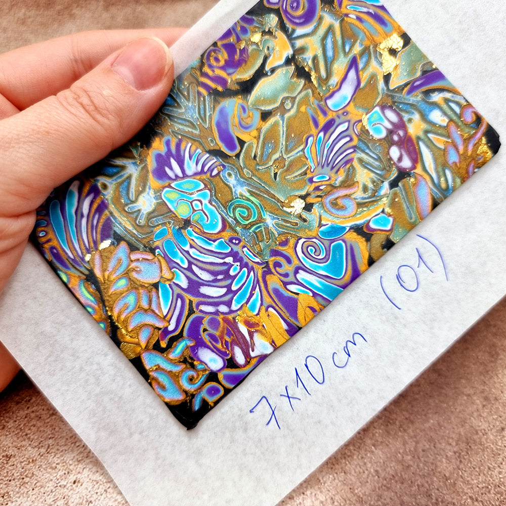 Raw Polymer Clay Veneer (01) "Colorful Painting" Mokume Gane