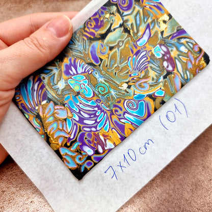 Raw Polymer Clay Veneer (01) "Colorful Painting" Mokume Gane