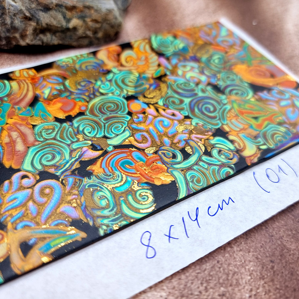 Raw Polymer Clay Veneer (01) "Colorful Patterns" Mokume Gane