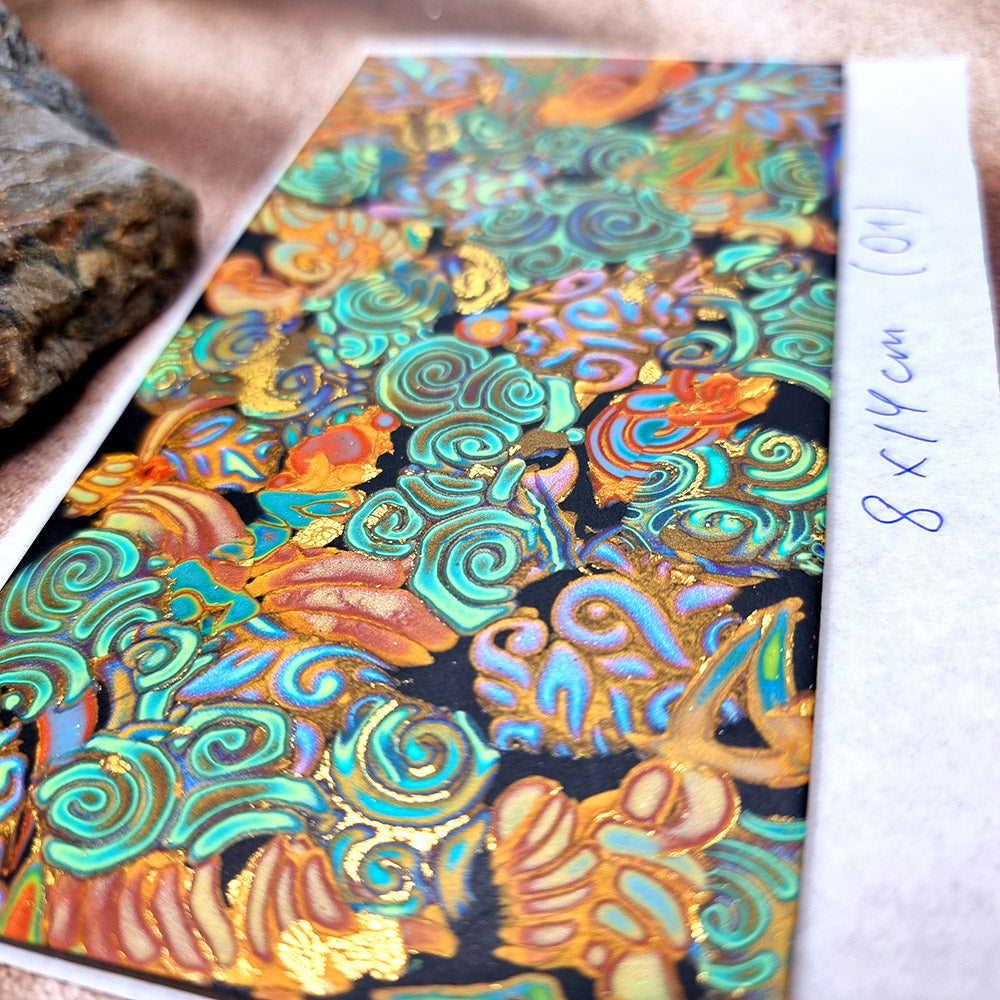 Raw Polymer Clay Veneer (01) "Colorful Patterns" Mokume Gane