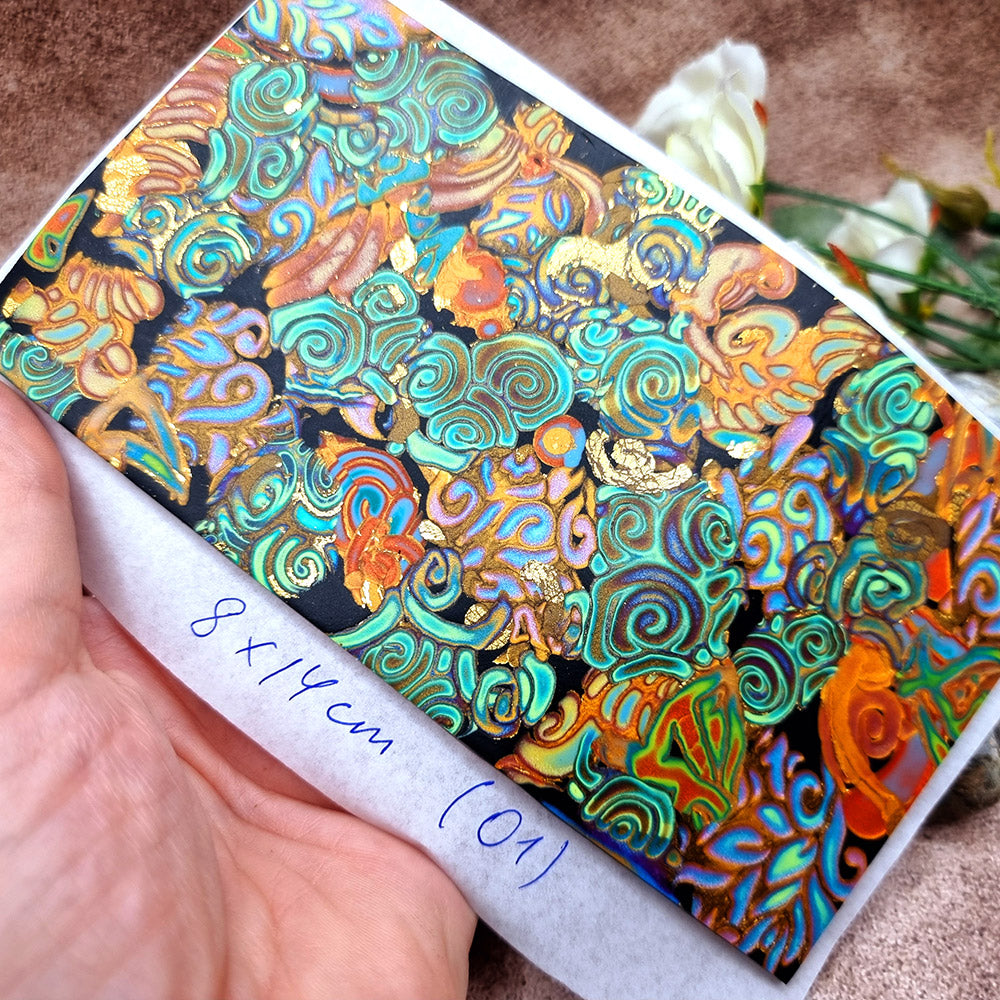 Raw Polymer Clay Veneer (01) "Colorful Patterns" Mokume Gane