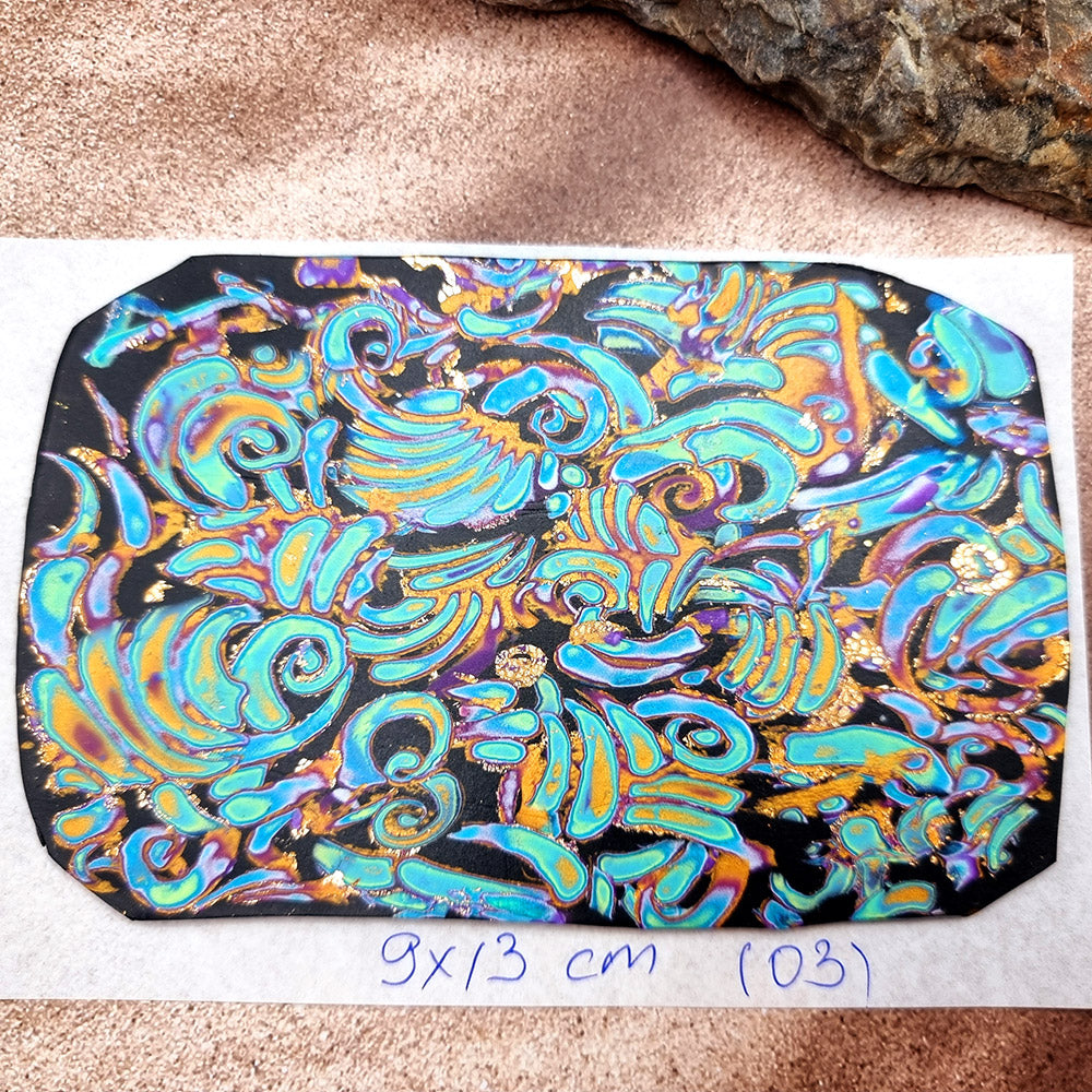 Raw Polymer Clay Veneer (03) "Colorful Patterns" Mokume Gane