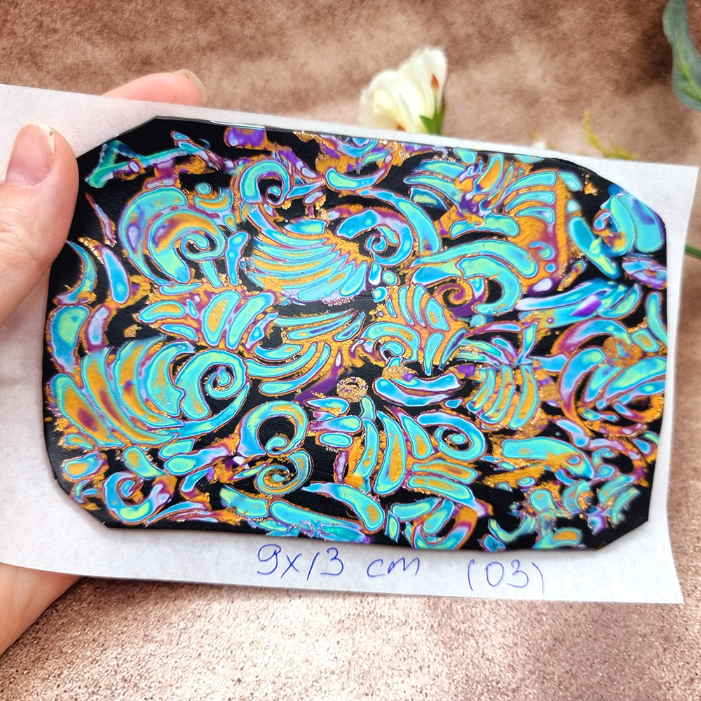 Raw Polymer Clay Veneer (03) "Colorful Patterns" Mokume Gane