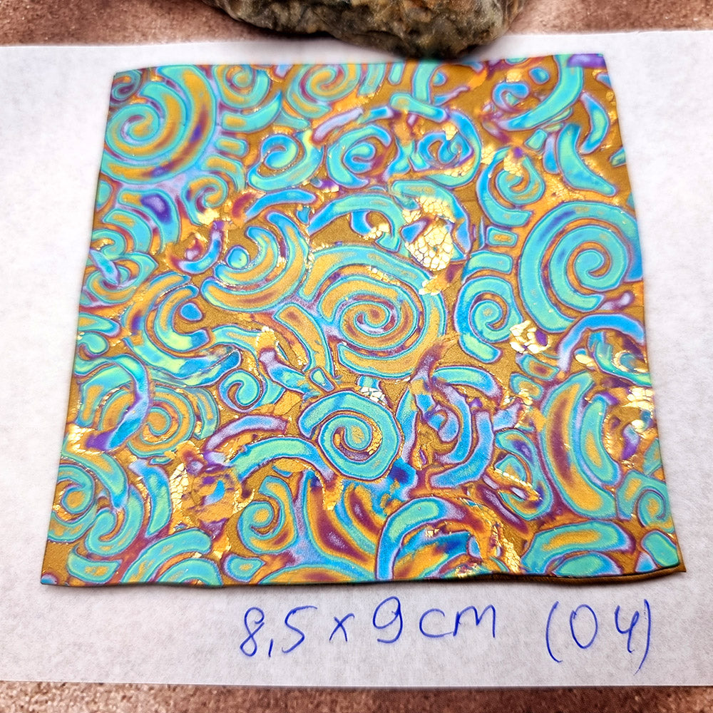 Raw Polymer Clay Veneer (04) "Colorful Patterns" Mokume Gane