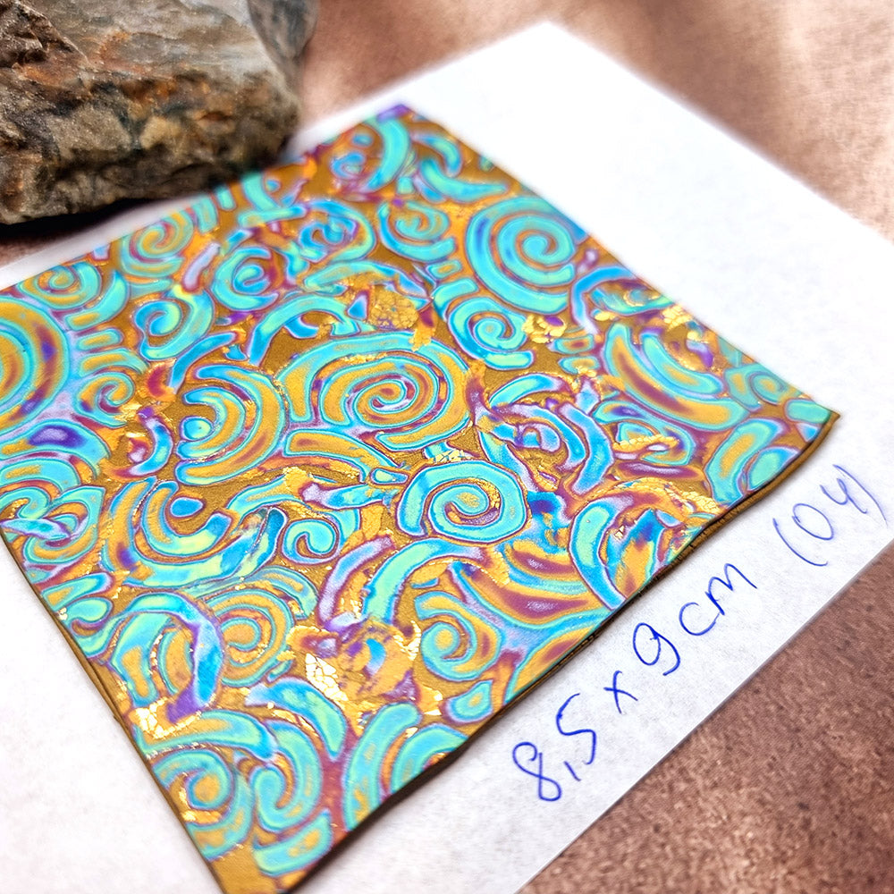 Raw Polymer Clay Veneer (04) "Colorful Patterns" Mokume Gane