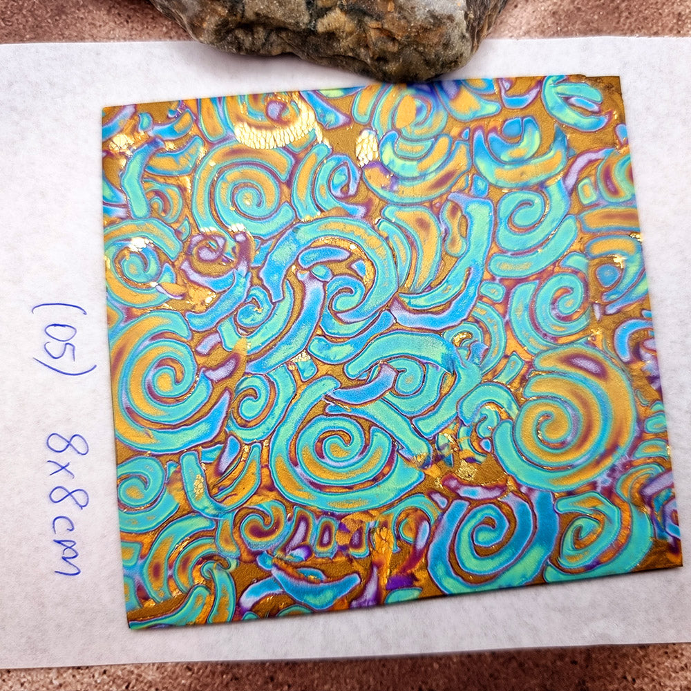 Raw Polymer Clay Veneer (05) "Colorful Patterns" Mokume Gane