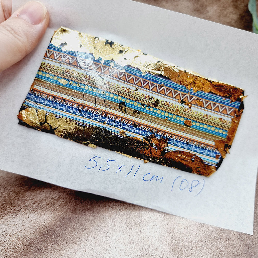 Raw Polymer Clay Veneer with Transfer Foils (08) "Pattern on Black Clay.2"