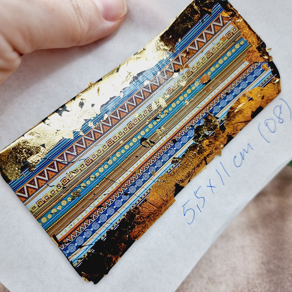 Raw Polymer Clay Veneer with Transfer Foils (08) "Pattern on Black Clay.2"