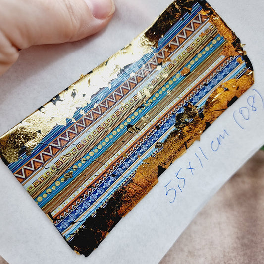 Raw Polymer Clay Veneer with Transfer Foils (08) "Pattern on Black Clay.2"