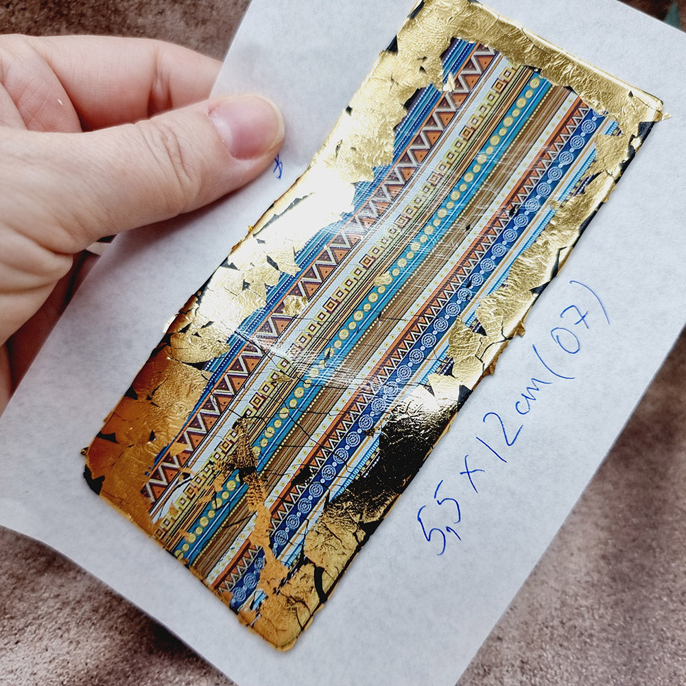 Raw Polymer Clay Veneer with Transfer Foils (07) "Pattern on Black Clay"