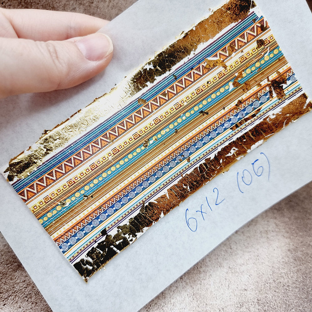 Raw Polymer Clay Veneer with Transfer Foils (06) "Pattern on White Clay.2"