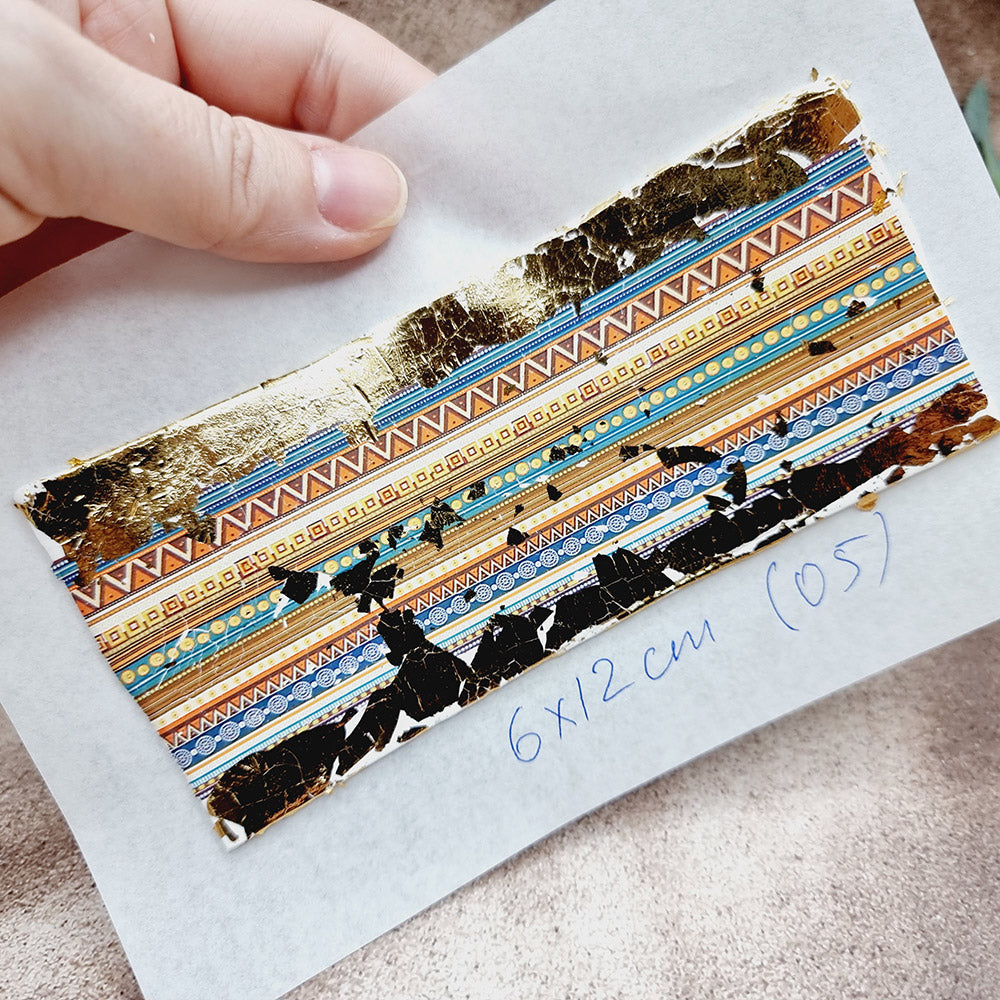 Raw Polymer Clay Veneer with Transfer Foils (05) "Pattern on White Clay"