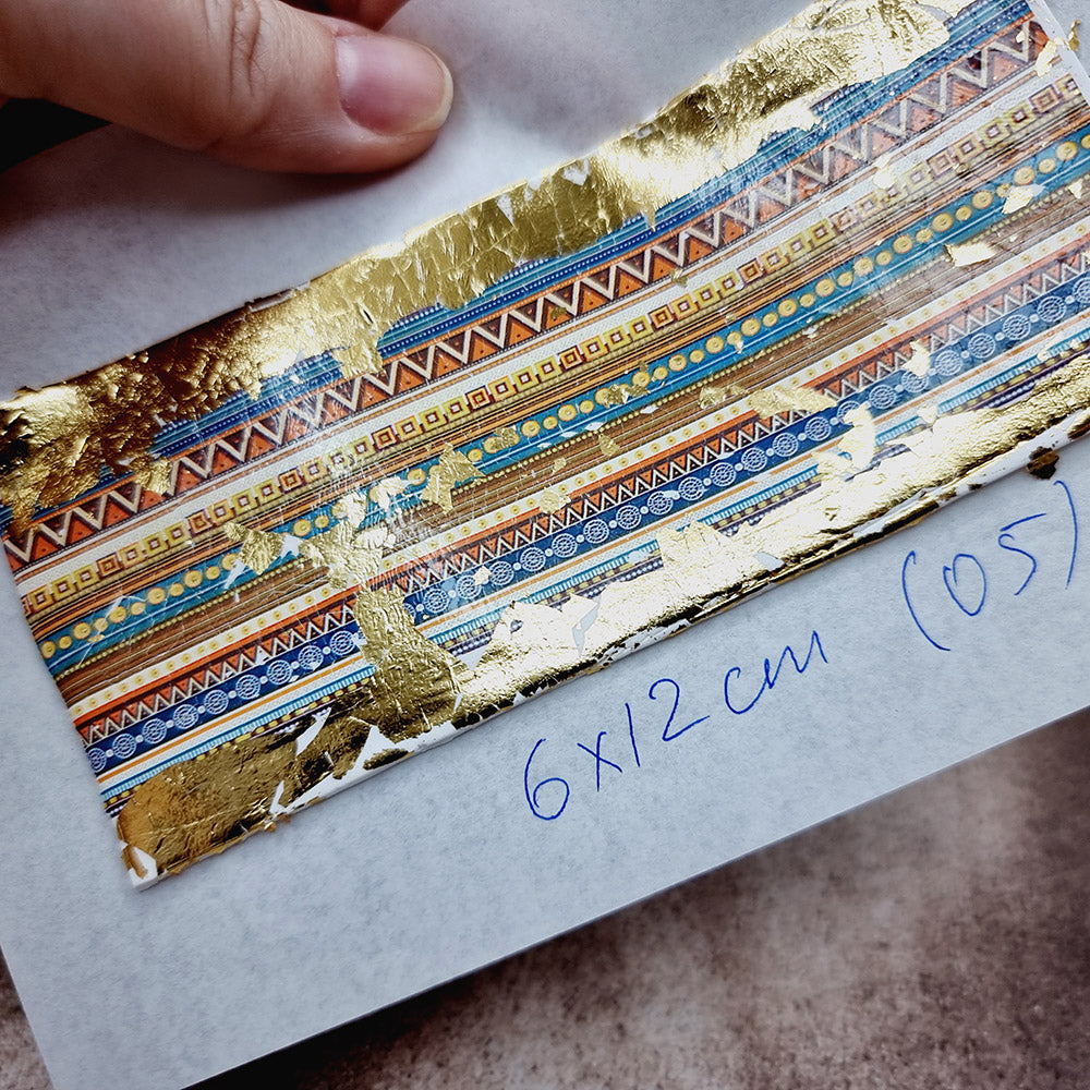 Raw Polymer Clay Veneer with Transfer Foils (05) "Pattern on White Clay"