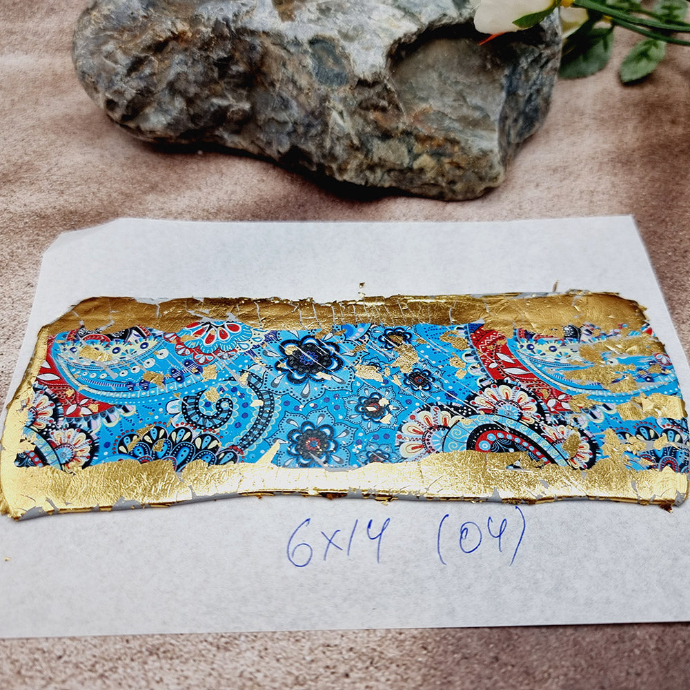 Raw Polymer Clay Veneer with Transfer Foils (04) "Flowers. Blue"