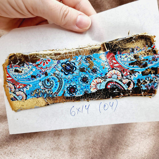 Raw Polymer Clay Veneer with Transfer Foils (04) "Flowers. Blue"