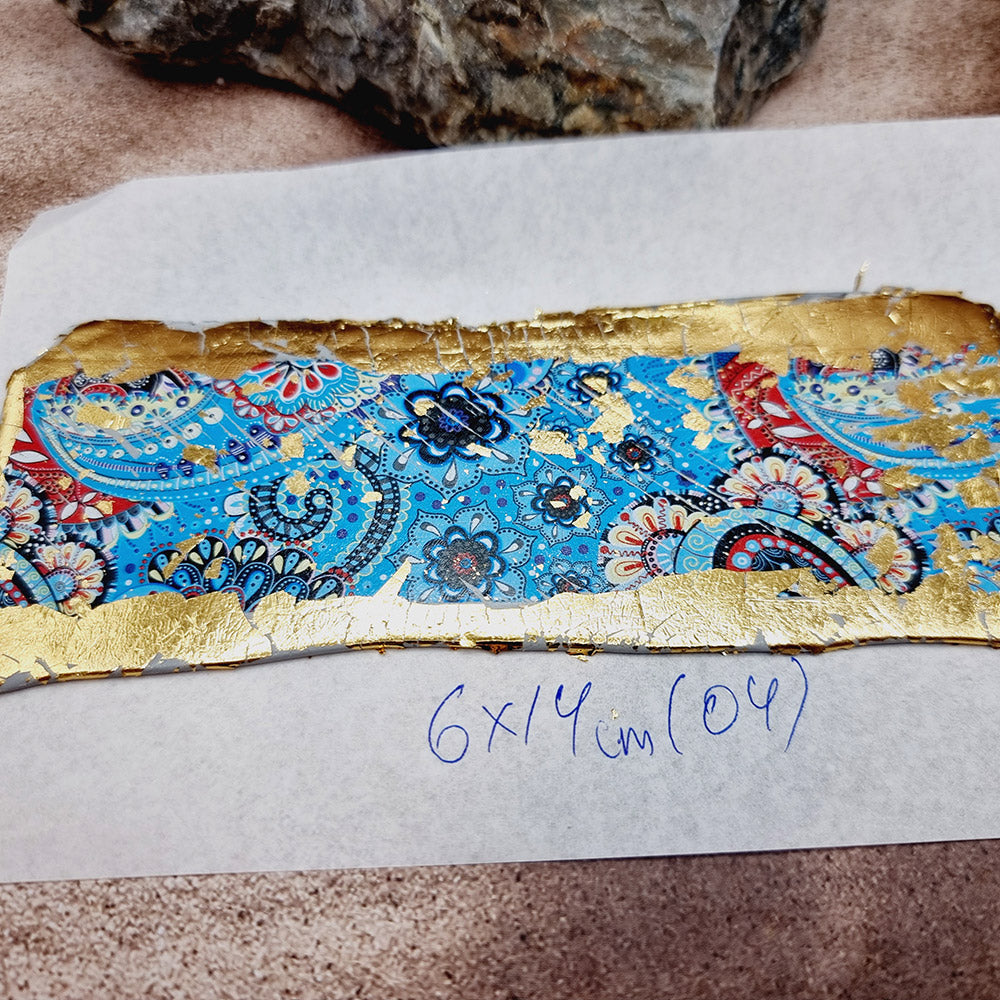 Raw Polymer Clay Veneer with Transfer Foils (04) "Flowers. Blue"
