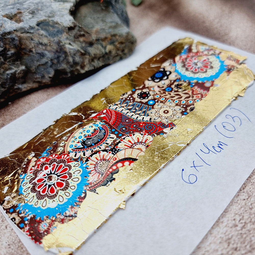 Raw Polymer Clay Veneer with Transfer Foils (03) "Flowers.Brown"