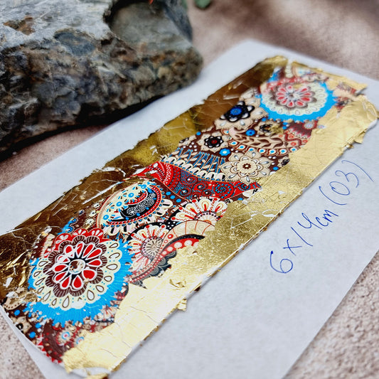 Raw Polymer Clay Veneer with Transfer Foils (03) "Flowers.Brown"