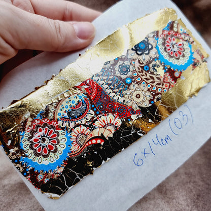 Raw Polymer Clay Veneer with Transfer Foils (03) "Flowers.Brown"