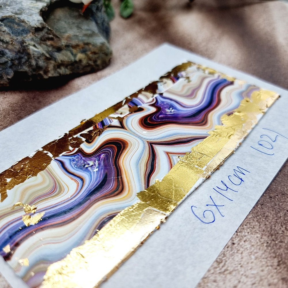 Raw Polymer Clay Veneer with Transfer Foils (02) "Purple Stone" .