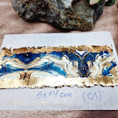 Raw Polymer Clay Veneer with Transfer Foils (01) "Deep Blue Stone"