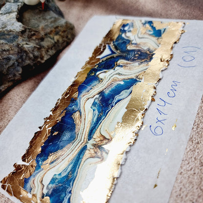 Raw Polymer Clay Veneer with Transfer Foils (01) "Deep Blue Stone"