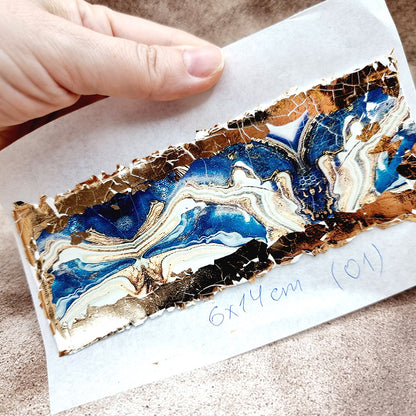 Raw Polymer Clay Veneer with Transfer Foils (01) "Deep Blue Stone"