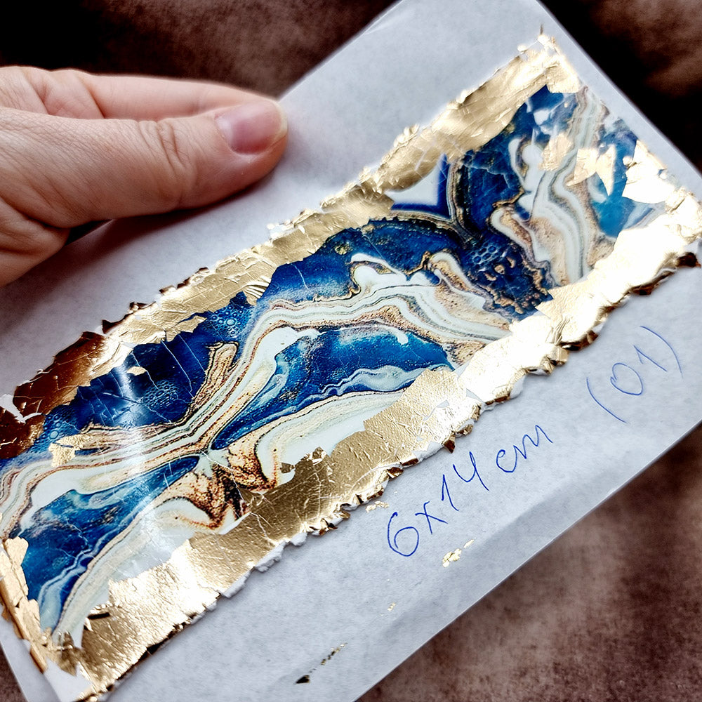 Raw Polymer Clay Veneer with Transfer Foils (01) "Deep Blue Stone"