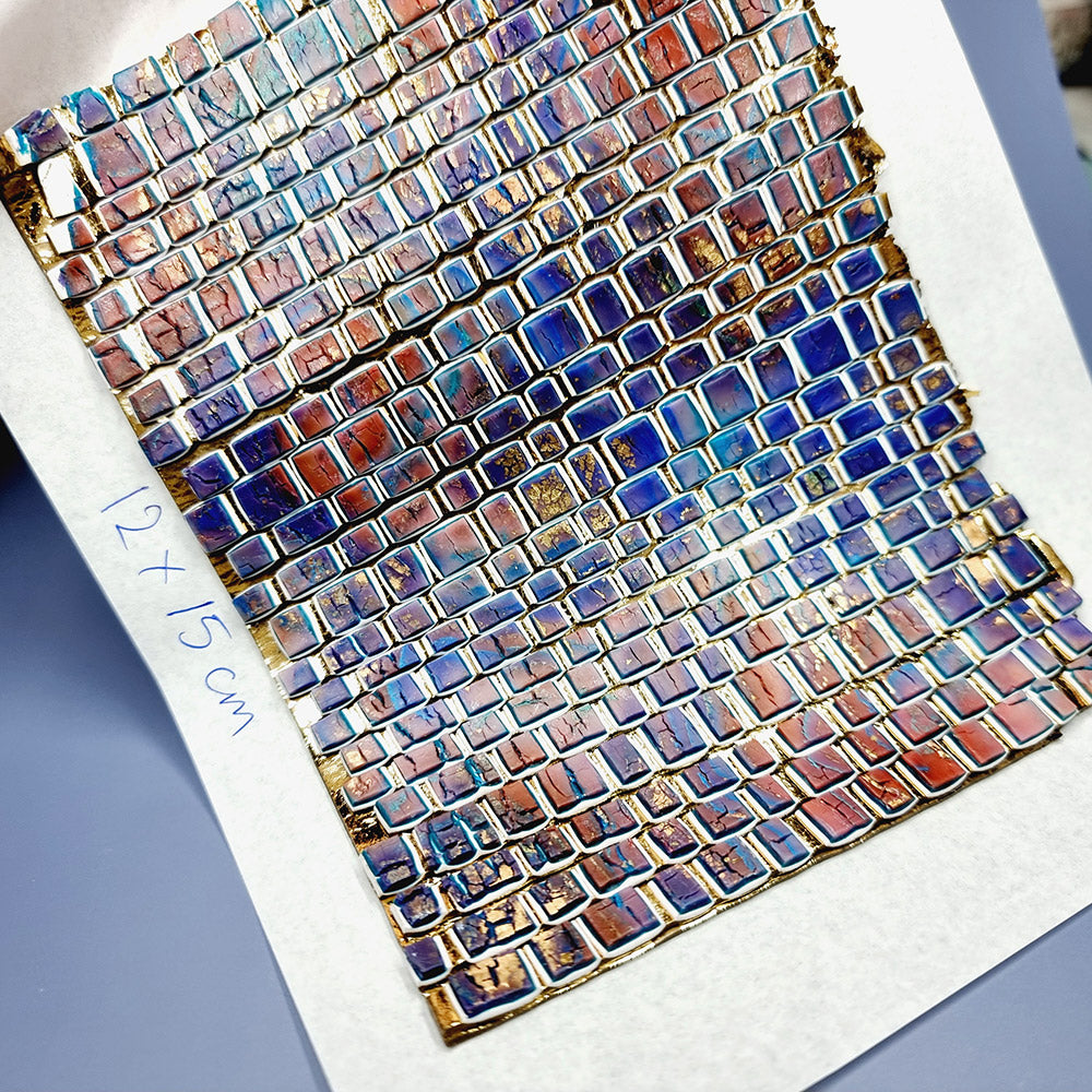 "Purple Stone Mosaic " Raw Polymer Clay Veneer