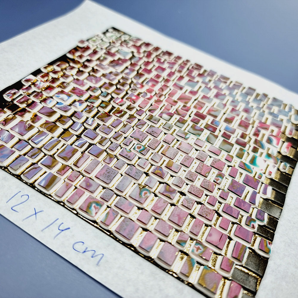 "Pink Mosaic " Raw Polymer Clay Veneer