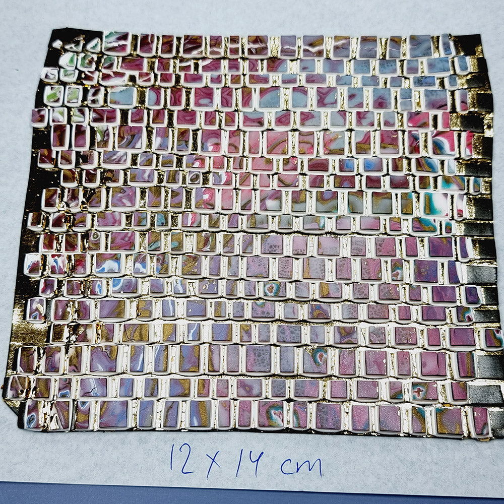 "Pink Mosaic " Raw Polymer Clay Veneer