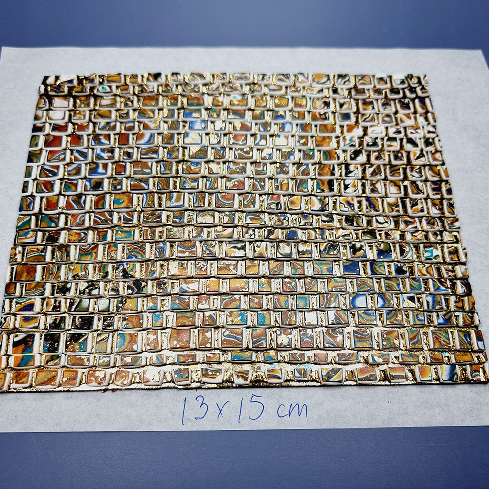 "Golden Mosaic " Raw Polymer Clay Veneer