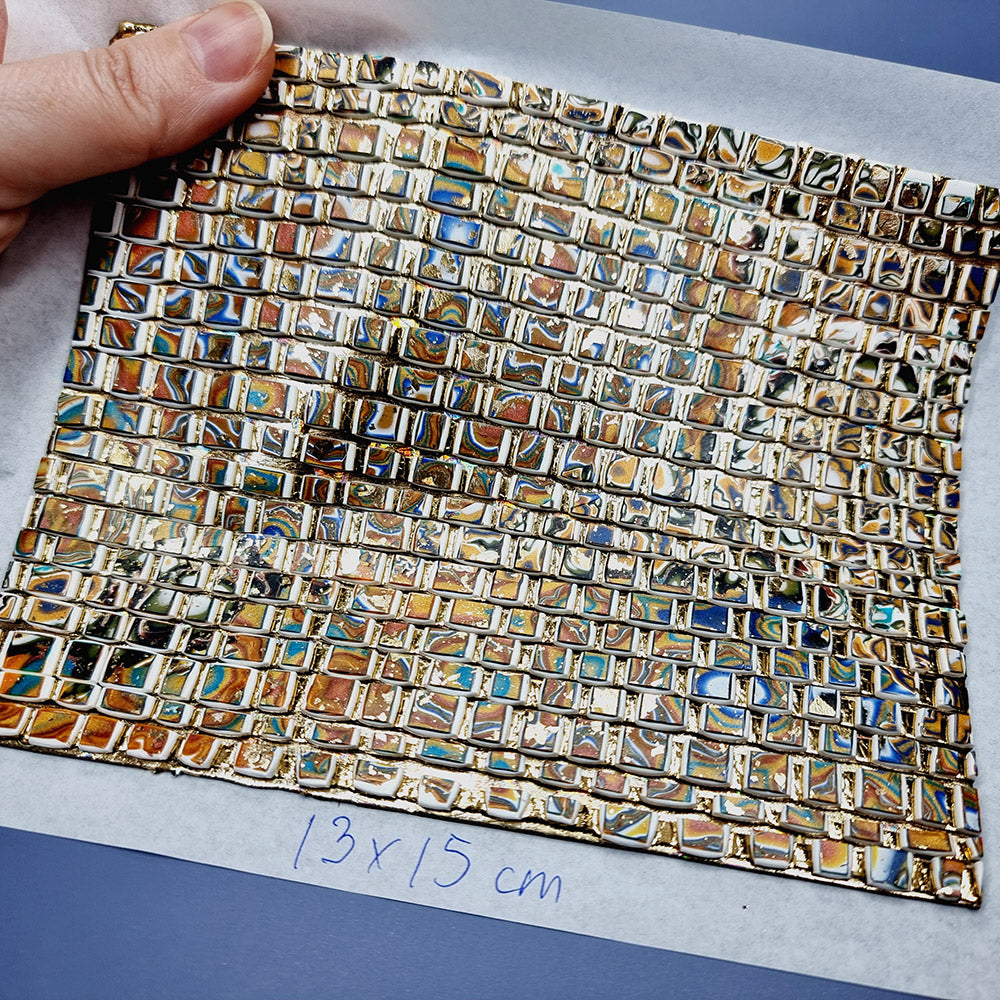 "Golden Mosaic " Raw Polymer Clay Veneer