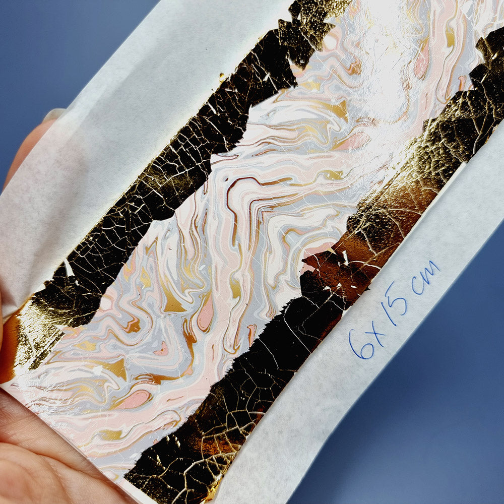 "Pink Stone (White Background)" Raw Polymer Clay Veneer with Transfer Foils