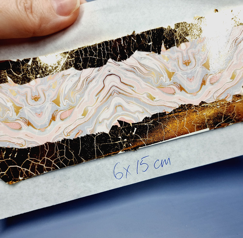 "Pink Stone (White Background)" Raw Polymer Clay Veneer with Transfer Foils