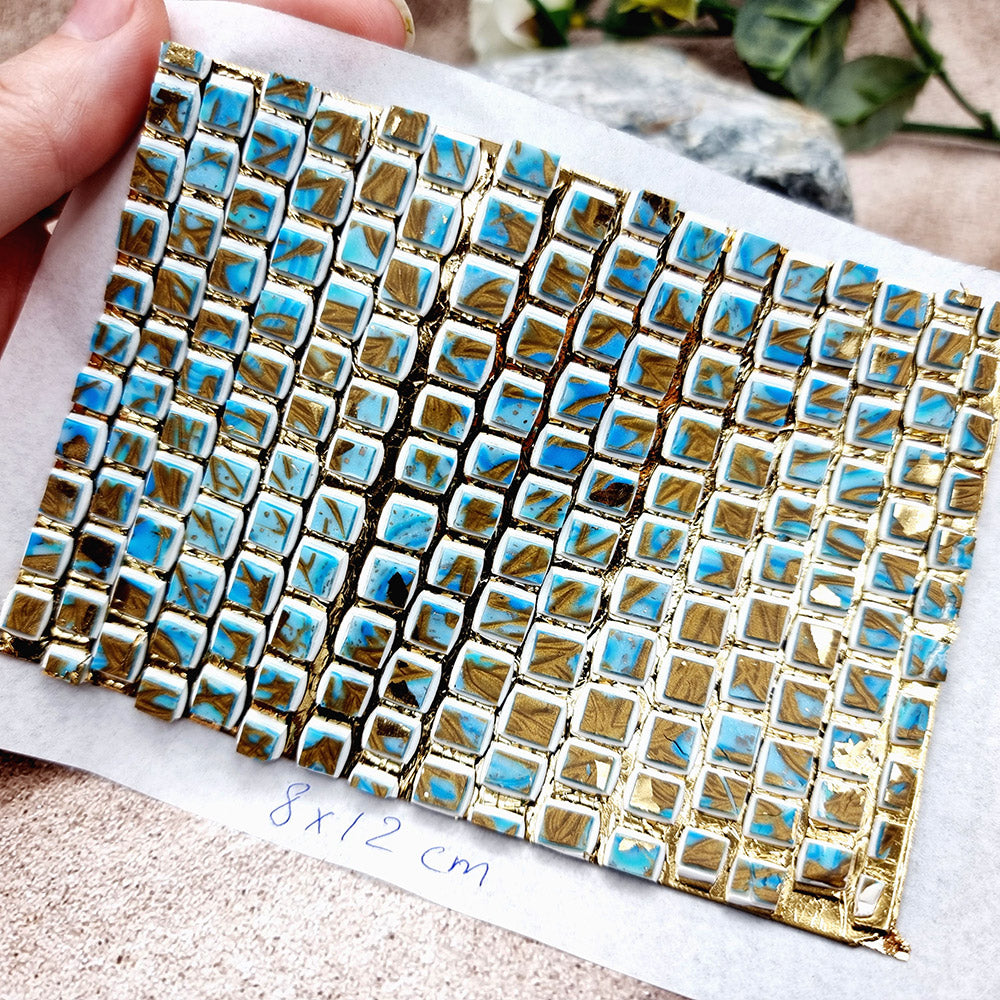 "Ice Cubes Mosaic " Raw Polymer Clay Veneer