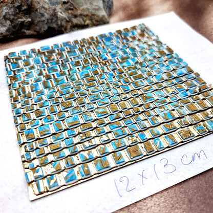 "Ice Cubes with Bronze Mosaic" Raw Polymer Clay Veneer