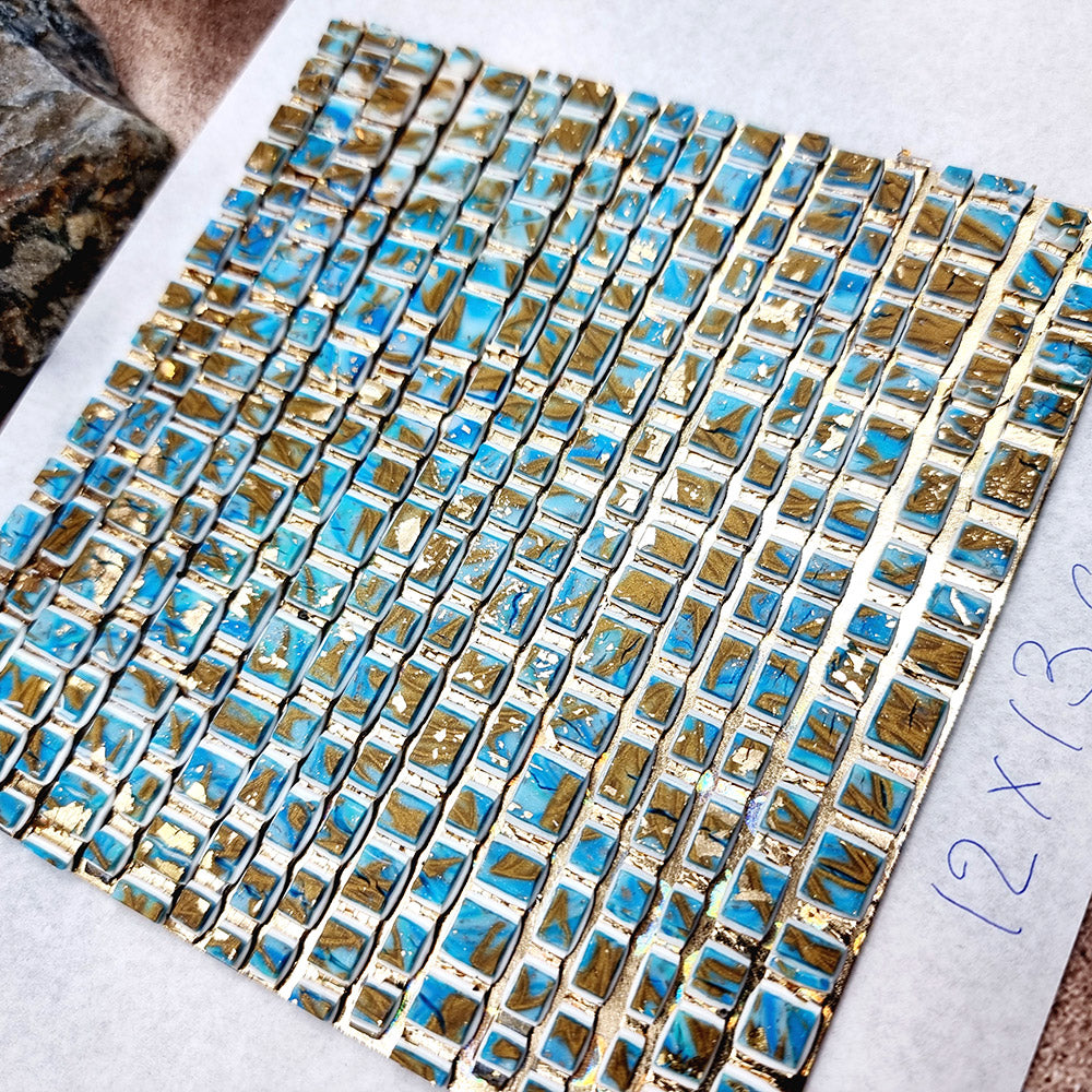 "Ice Cubes with Bronze Mosaic" Raw Polymer Clay Veneer