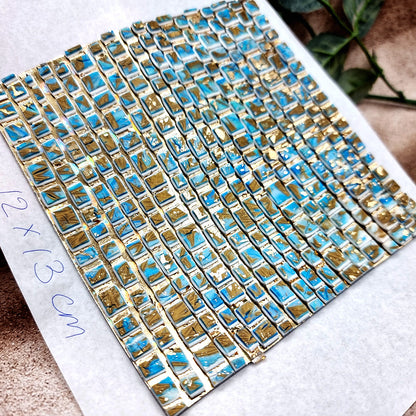 "Ice Cubes with Bronze Mosaic" Raw Polymer Clay Veneer