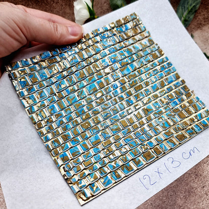 "Ice Cubes with Bronze Mosaic" Raw Polymer Clay Veneer