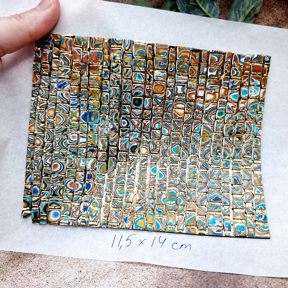 "Colored Mosaic" Raw Polymer Clay Veneer