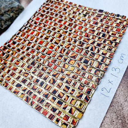 "Fire Red Mosaic" Raw Polymer Clay Veneer
