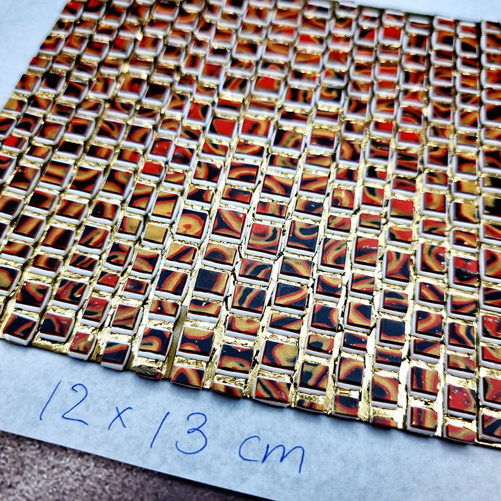 "Fire Red Mosaic" Raw Polymer Clay Veneer