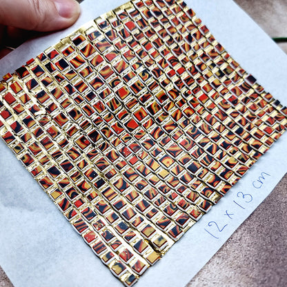 "Fire Red Mosaic" Raw Polymer Clay Veneer