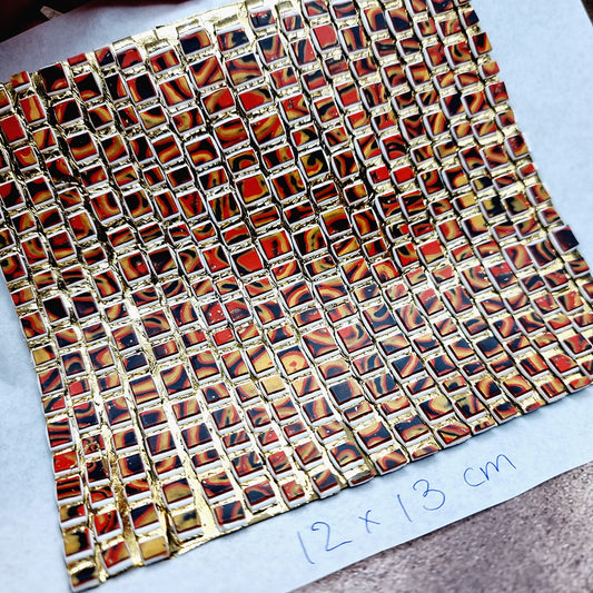 "Fire Red Mosaic" Raw Polymer Clay Veneer