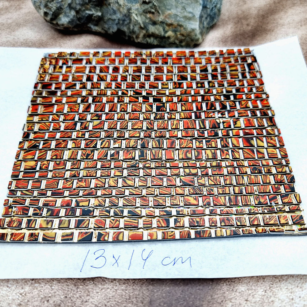 "Fire Red Mosaic" Raw Polymer Clay Veneer