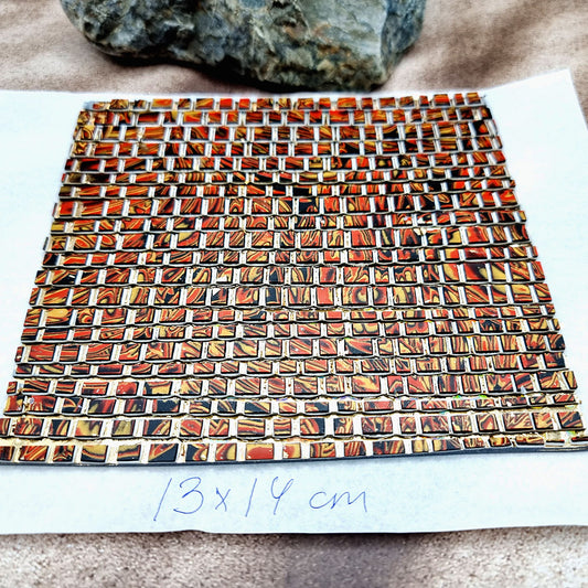 "Fire Red Mosaic" Raw Polymer Clay Veneer