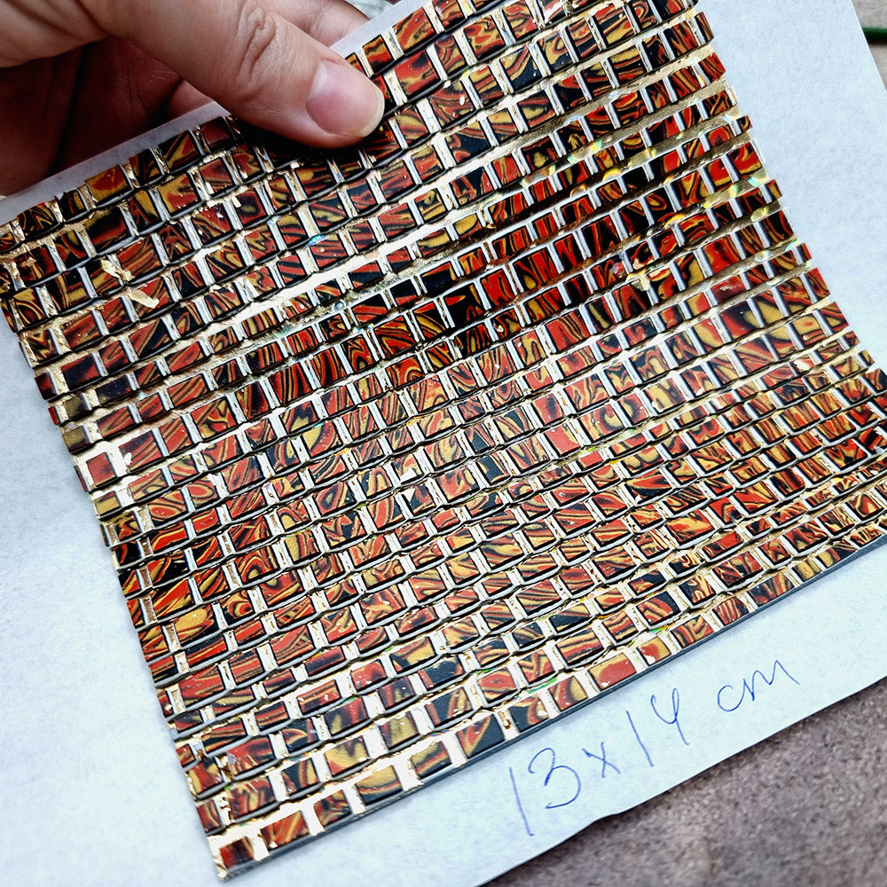 "Fire Red Mosaic" Raw Polymer Clay Veneer