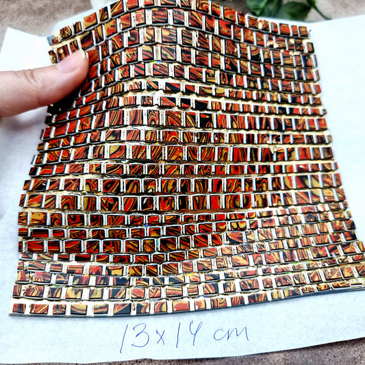 "Fire Red Mosaic" Raw Polymer Clay Veneer